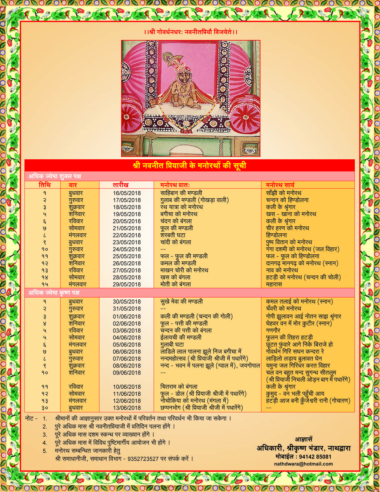 Welcome To Shrinathji Temple Nathdwara Official Web Site